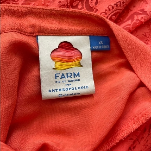 Farm Rio x Anthropologie Devore Coral Orange Lace Maxi Dress Size Small Size XS - Picture 8 of 10